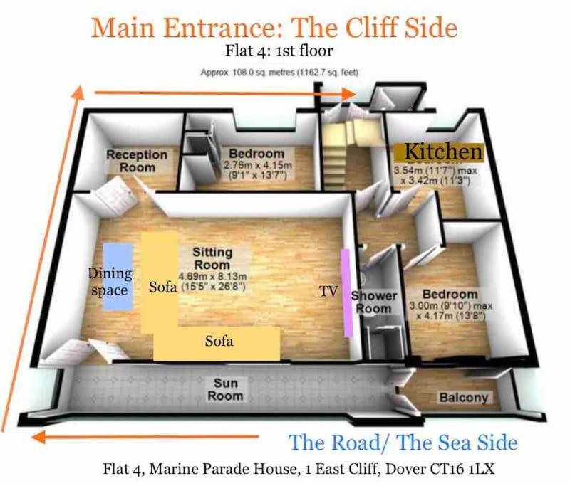 Flat 4 Marine Parade House, 1 East Cliff- Next To Dover Port, White Cliffs, Beach, Castle Bagian luar foto
